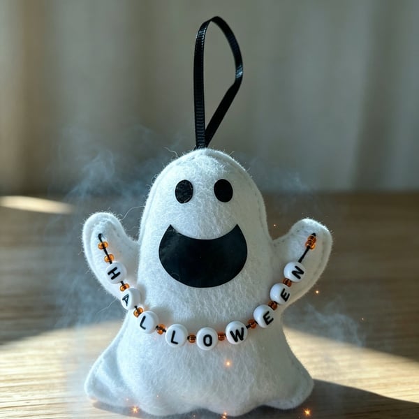 Handmade Felt Ghost HALLOWEEN Bead Decoration Cute Spooky Hanging Ornament