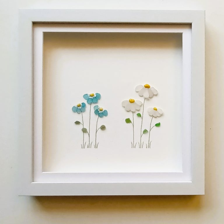 Sea Glass Flowers Floral Wall Art 