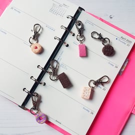 Set of Biscuit Themed stitch markers (Planner Charms), bag charm, handmade