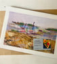 Waiting for the tide, original art print, hand stitched collage - Image 5