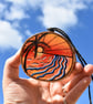 Sunset on the coast pyrography with colour hanging wood slice - Image 5