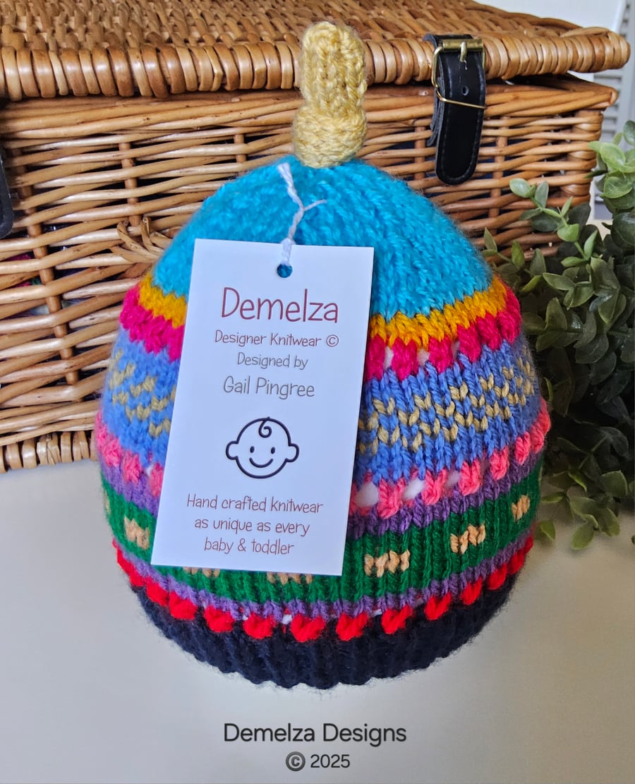 Designer Baby Knotted Fairisle Hat 12-18 months size 