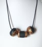 BLACK AND GOLD GLITTER POLYMER CLAY NECKLACE  - FREE UK POSTAGE - Image 2