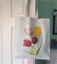 Tulip Flower Print Cotton Shopping Tote Bag - Image 1