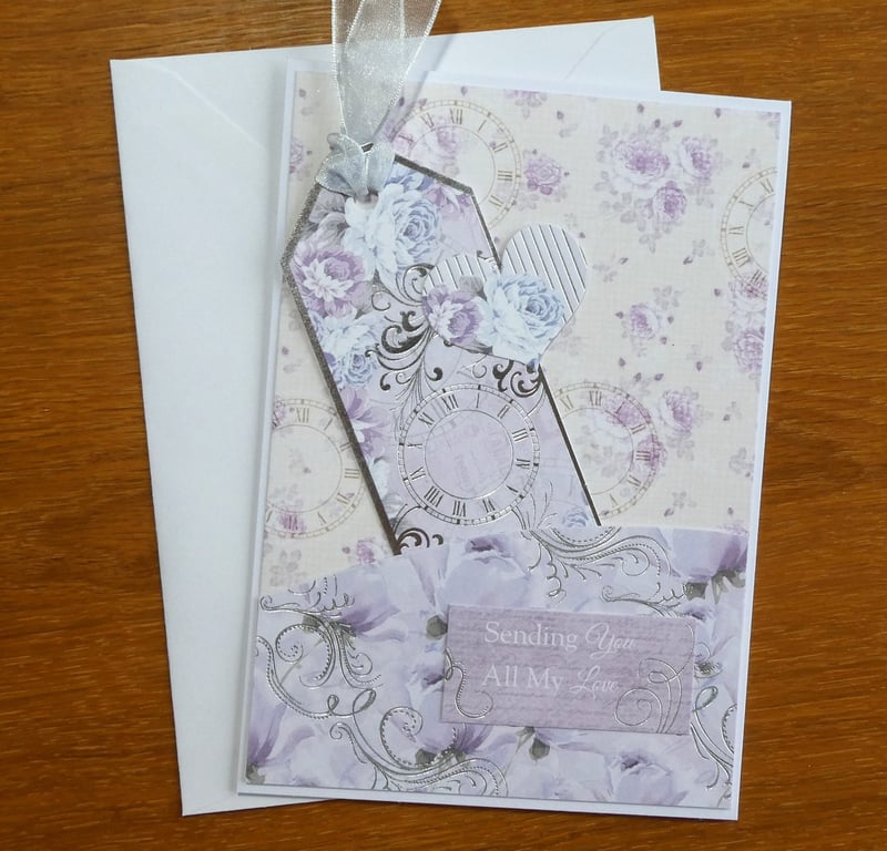 Floral Pocket & Tag Card - Valentine's, Birthday, Anniversary 