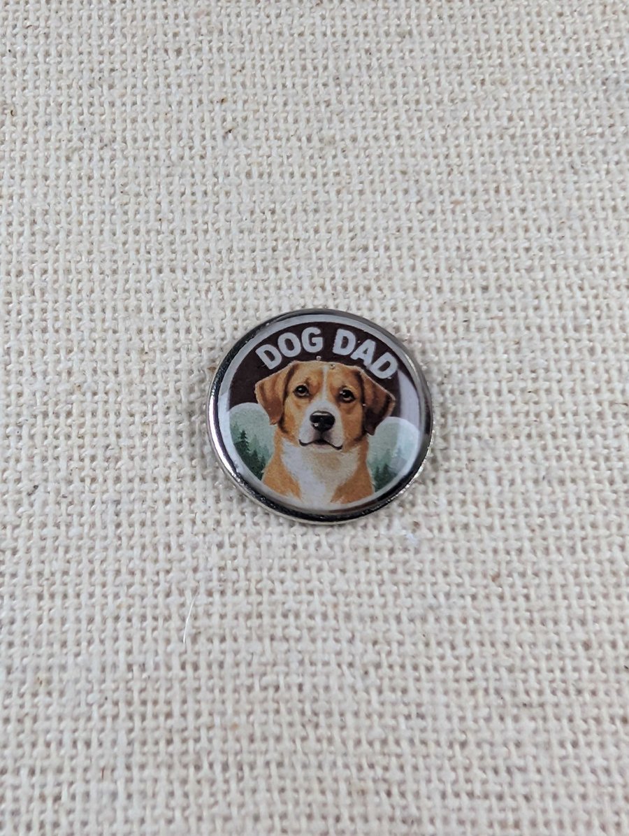 Dog Dad Pin Badge - Pet Lover Themed Pin - Large Resin Topped Pin Badge 
