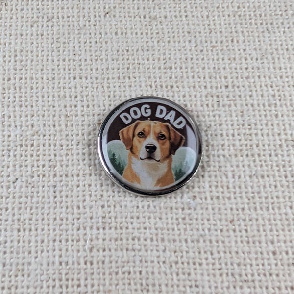 Dog Dad Pin Badge - Pet Lover Themed Pin - Large Resin Topped Pin Badge 