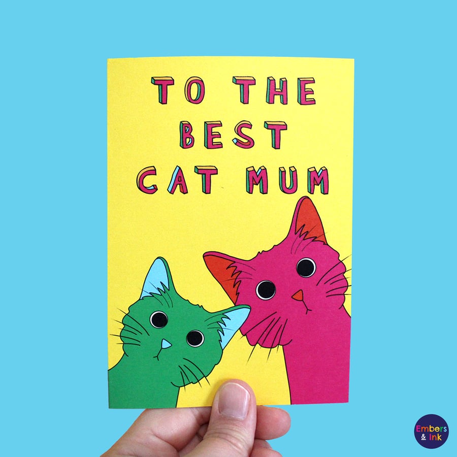 Best Cat Mum card by Embers and Ink