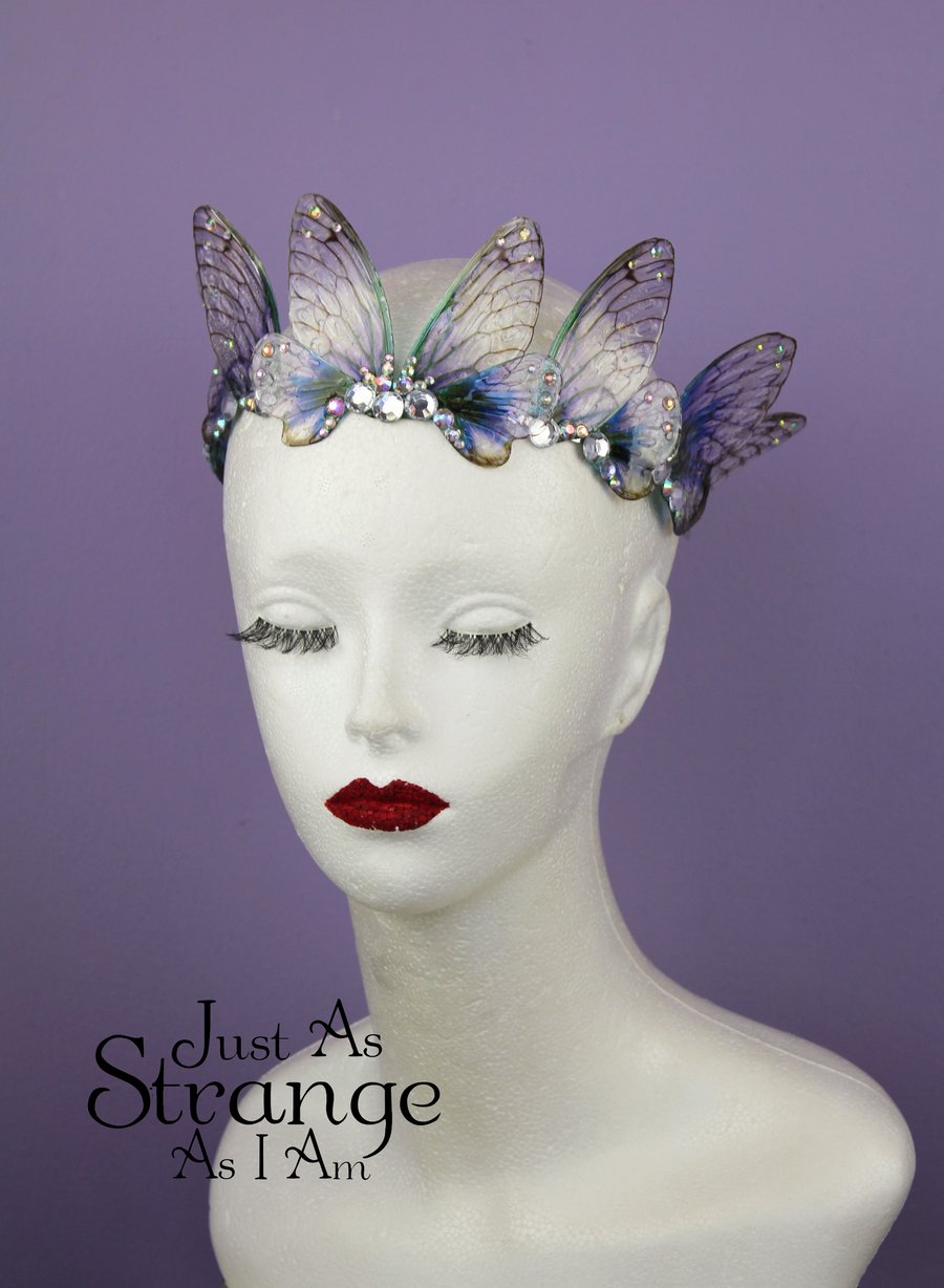 Enchanting Fairy Wing Tiara Crown Circlet Headdress Bridal Pagan Fantasy 