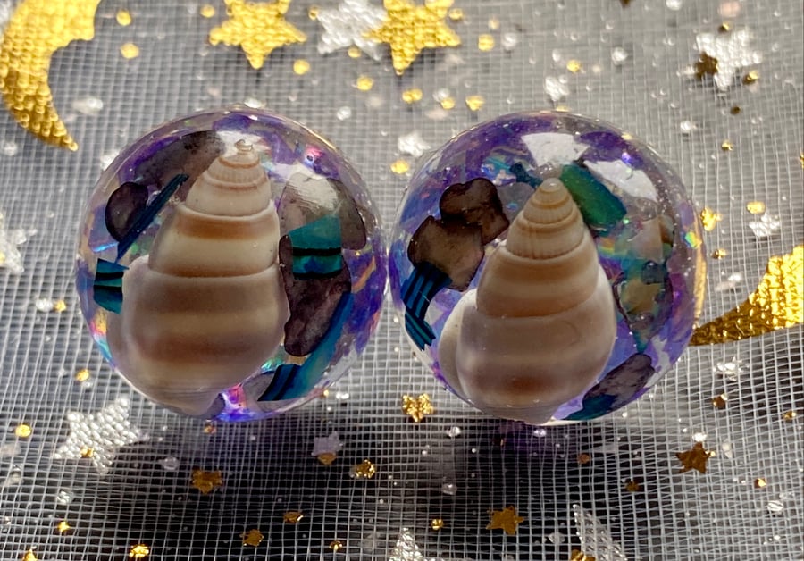 Handmade Stud Earrings With Sea Shells