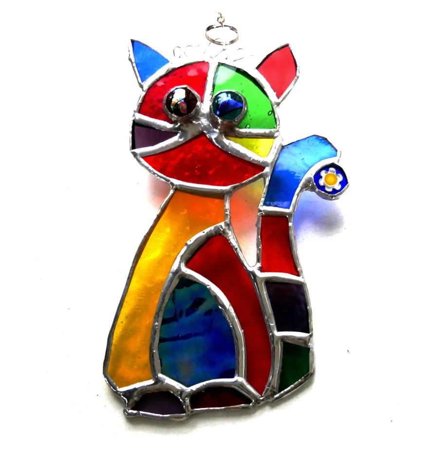 Cat Suncatcher Stained Glass Rainbow Picasso Patchwork 007