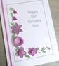95th birthday card, personalised, handmade with quilled lilac flowers