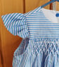 Smocked blue striped girls dress - Image 4