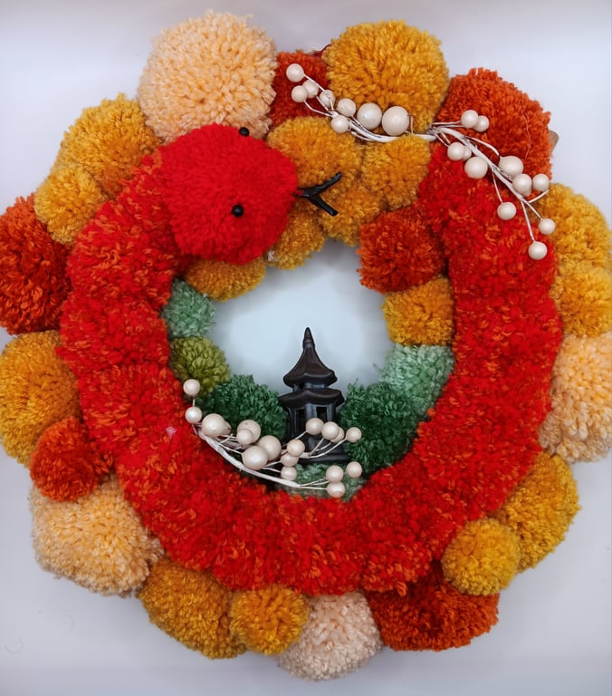 Pom pom hanging wreath 