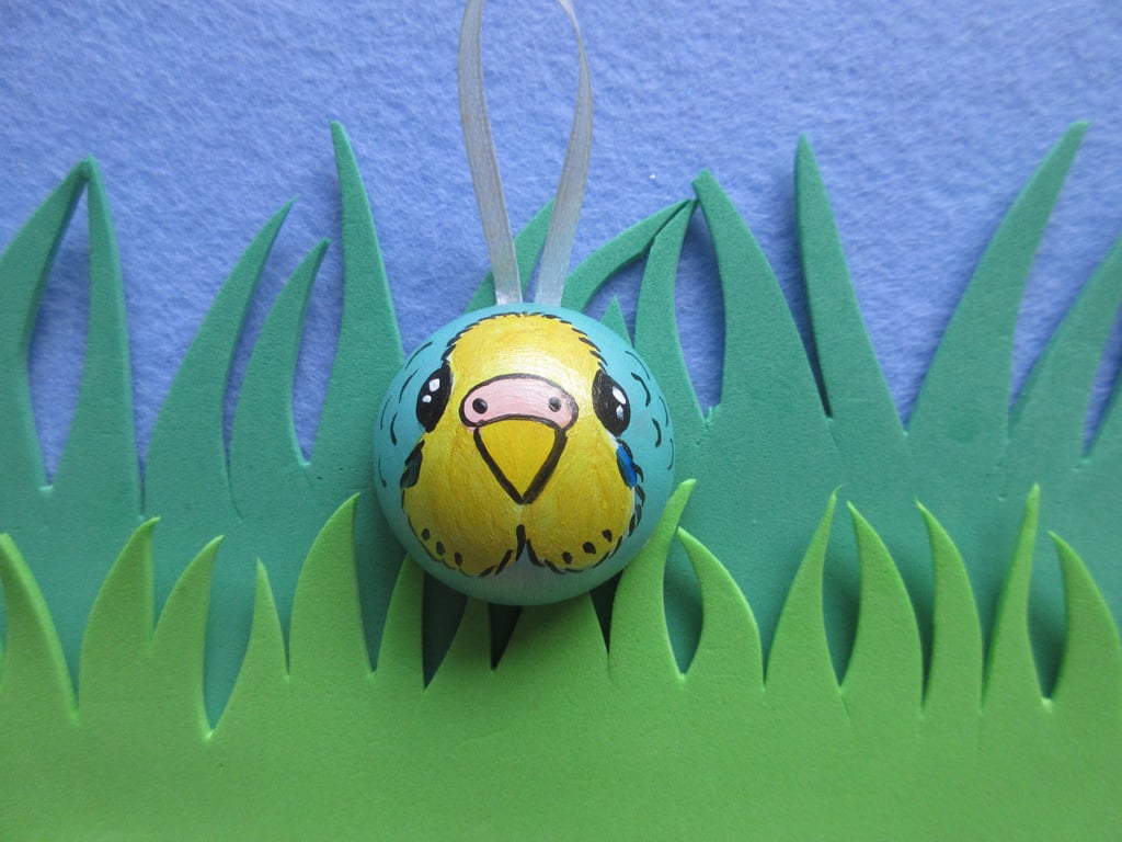 Christmas Tree Bauble Budgie Budgerigar Pet Bird Blue Hanging Decoration