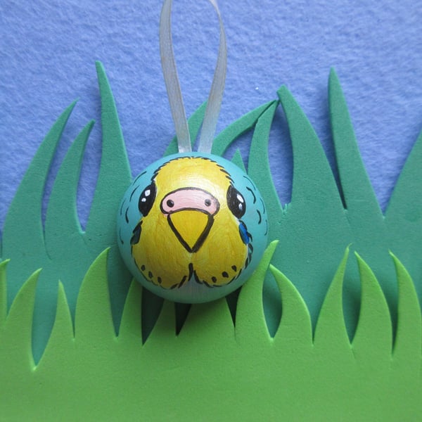 Christmas Tree Bauble Budgie Budgerigar Pet Bird Blue Hanging Decoration