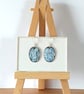 earrings - oval scrolled blue and red on white - Image 3