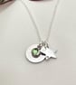 Silver 9th Birthday Name Age & Birthstone Necklace & Star