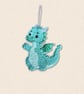 Knit Stitch Dragon Decoration - Embroidered Felt Hanging Decor