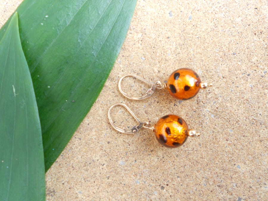 Gold fill Murano Glass Earrings