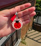 Hand painted ladybird wooden keyring 