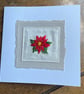 Poinsettia, Hand embroidered Christmas card, recycled card - Image 5