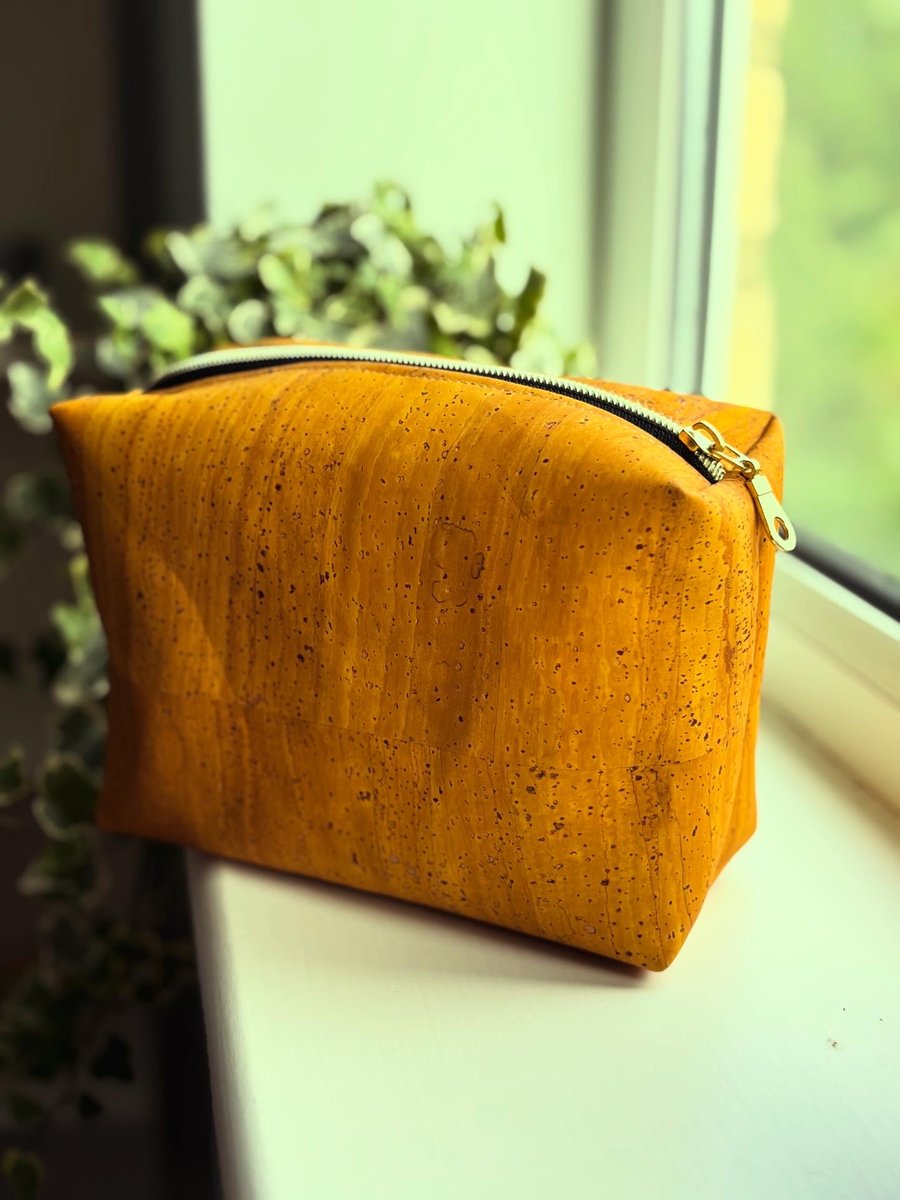 Handmade Travel Bag - Yellow with blue interior