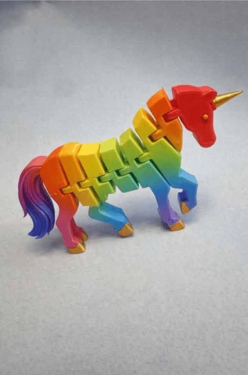 Flexi Articulated Unicorn 3D Printed Figure 120mm - 80mm Fully Customisable