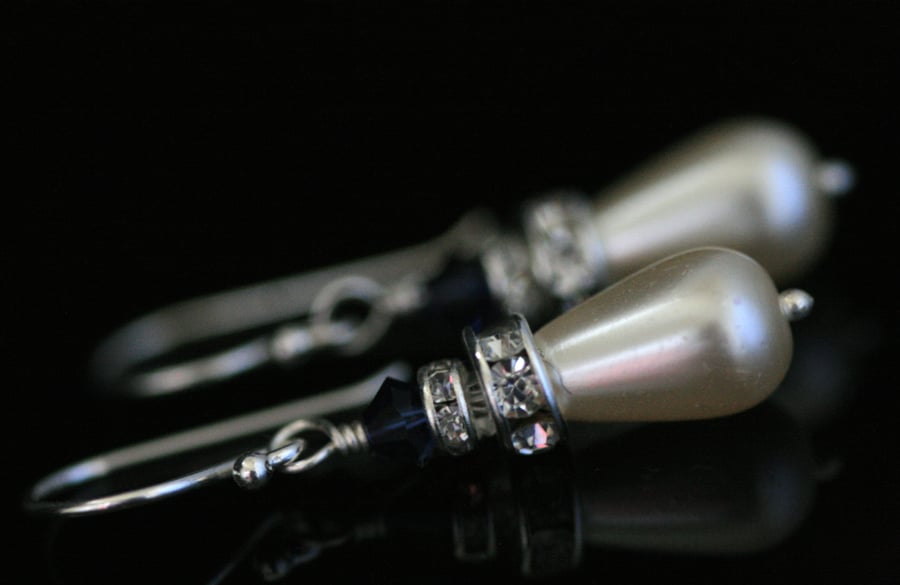 Sterling Silver Bridesmaid Earrings made with Swarovski Crystal & Pearls