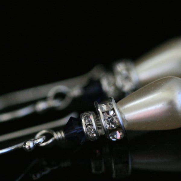 Sterling Silver Bridesmaid Earrings made with Swarovski Crystal & Pearls