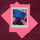 Handmade blank pink card glossy tissue paper design with pink envelope 