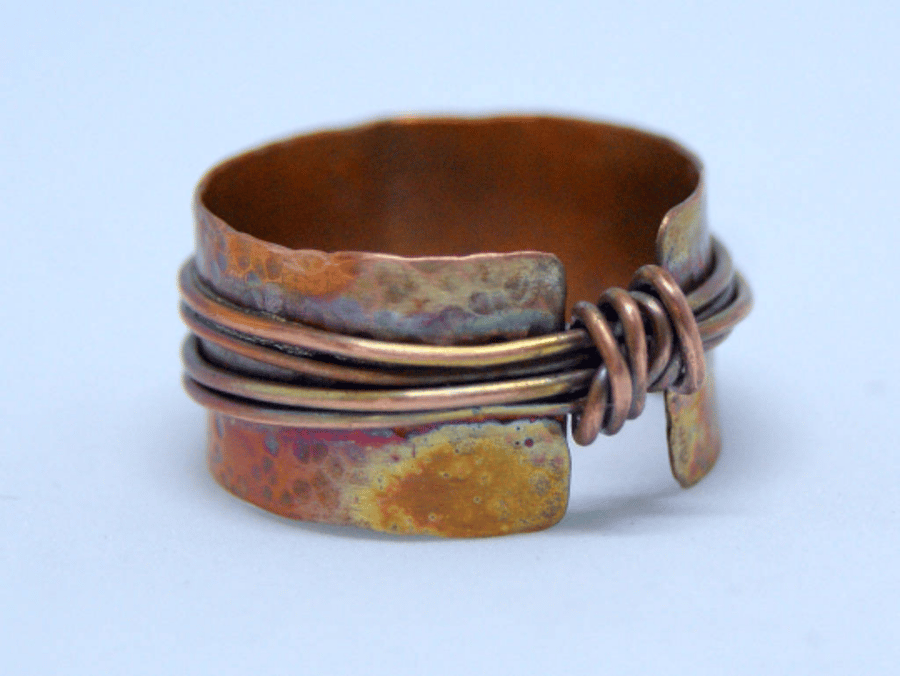 Copper ring, Patinated copper jewellery, Love knot