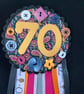 Birthday badge-Rosette Personalised - Paisley theme - 70th - Image 1