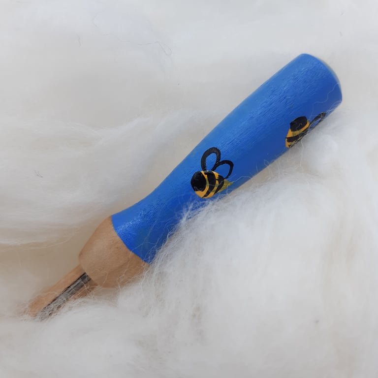 Busy Buzzy Bees - Hand painted wooden needle grip tool for needle felting 