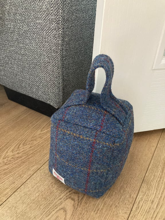 Blue Check Harris Tweed Doorstop 
