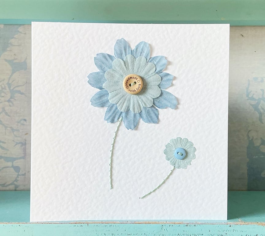 Hand Stitched Card. Daisy Card. Valentines Card. Anniversary Card. New Baby Card