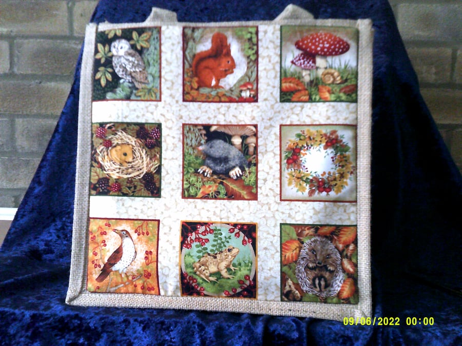 Medium Jute bag with Fabric Pocket