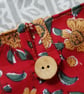 Indan block print crossbody bag: red floral with ochre strap - Image 3