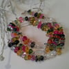 Rainbow Quartz Pebble Sterling Silver Necklace 