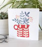 Red Flower Vase Greetings Card - Image 1