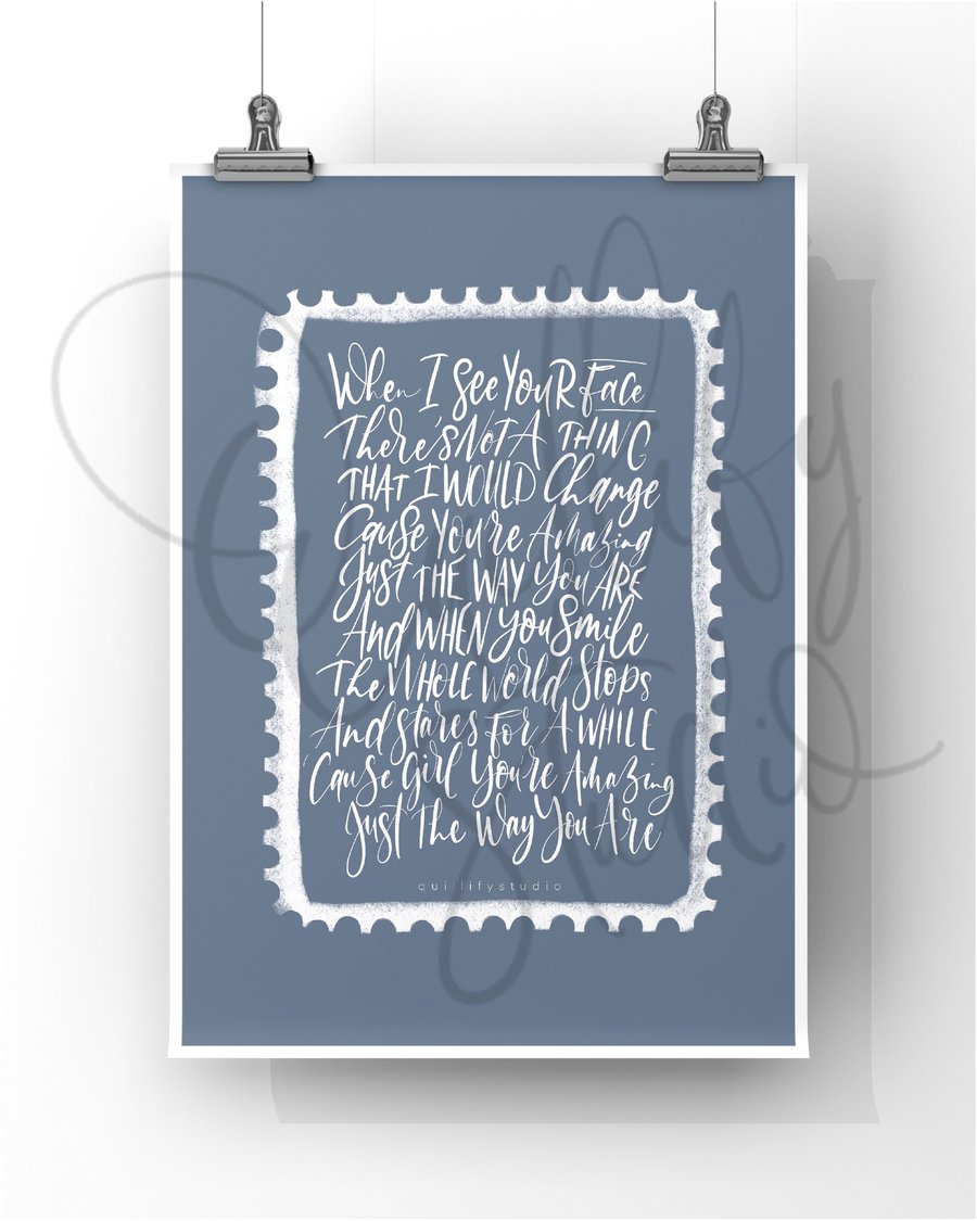 Calligraphy Print - Bruno Mars Just The Way