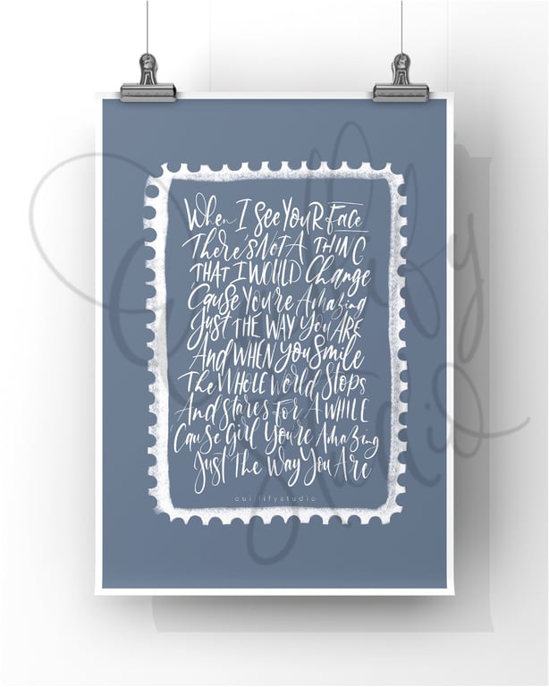 Calligraphy Print - Bruno Mars Just The Way