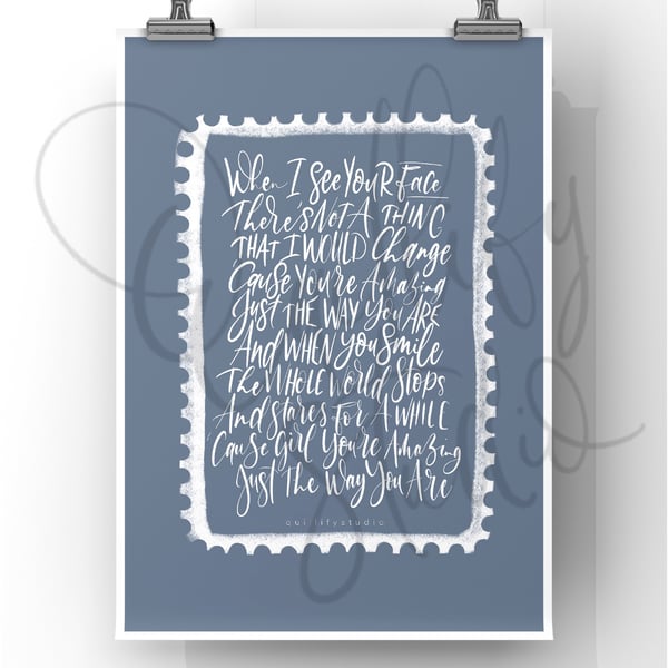 Calligraphy Print - Bruno Mars Just The Way