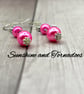 Pink Faux Pearl Drop Earrings on Hypoallergenic Ear Wires - Image 3