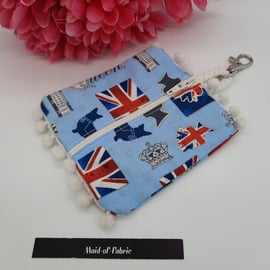 Blue queen print coin purse, free uk delivery 