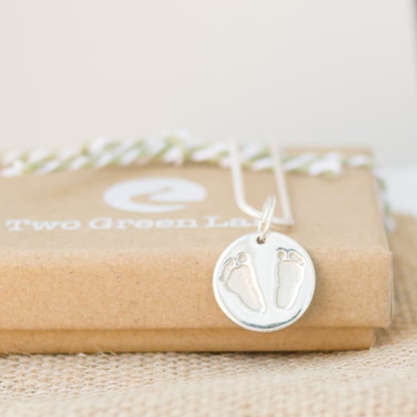 Personalised Silver Double Footprint Necklace