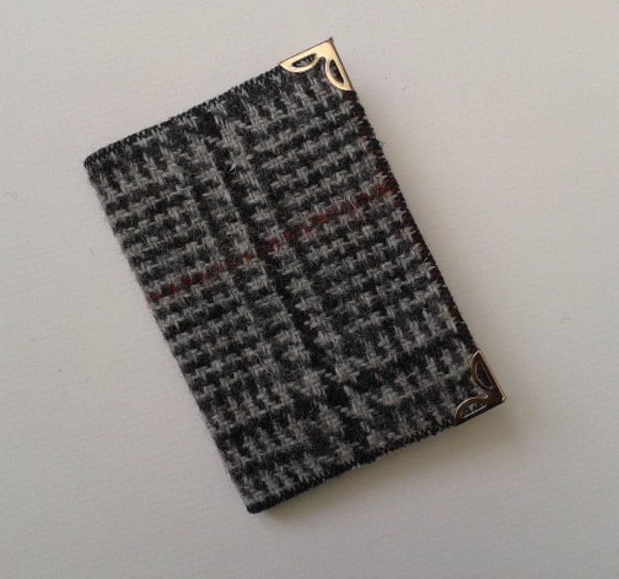 Harris tweed covered business card, credit card holder (grey check)