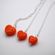orange glass heart pendant necklace