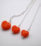 orange glass heart pendant necklace - Image 1