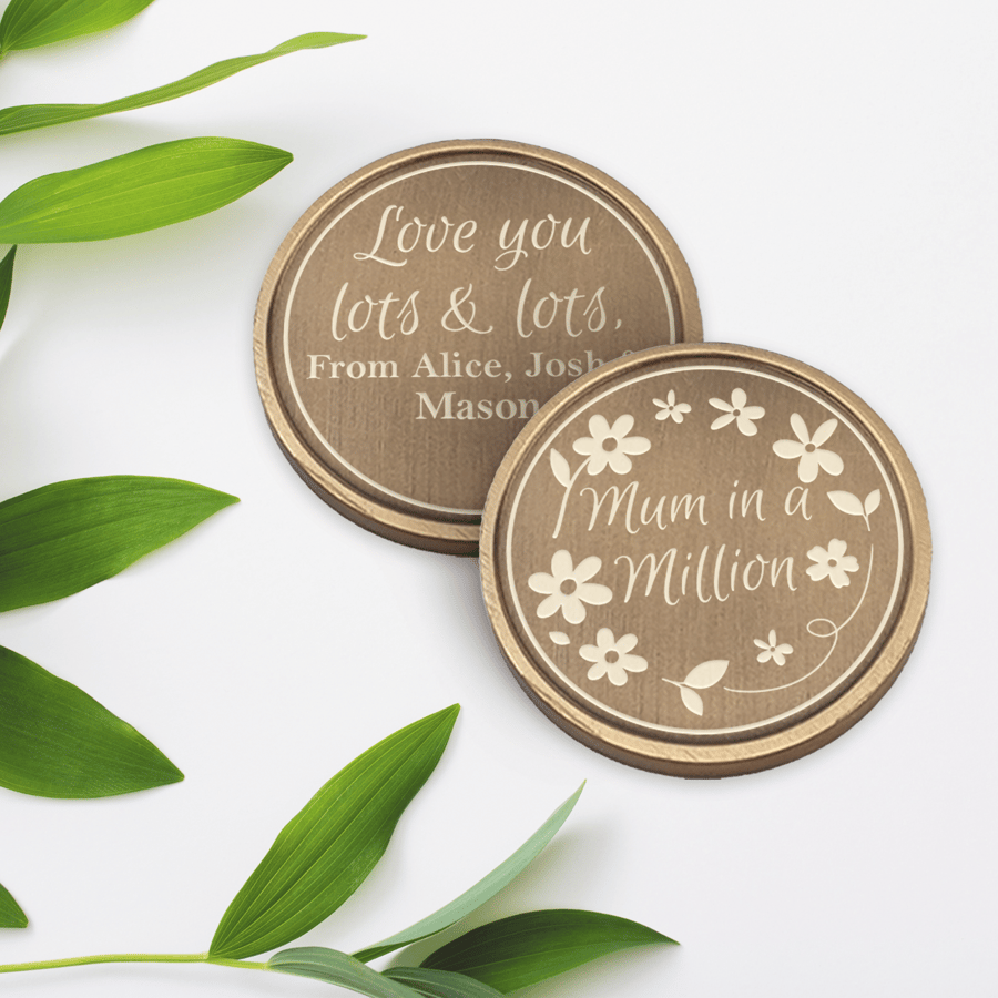 Mum In A Million Coin: Personalised Token Cute Mother's Day Quote Gift For Mum